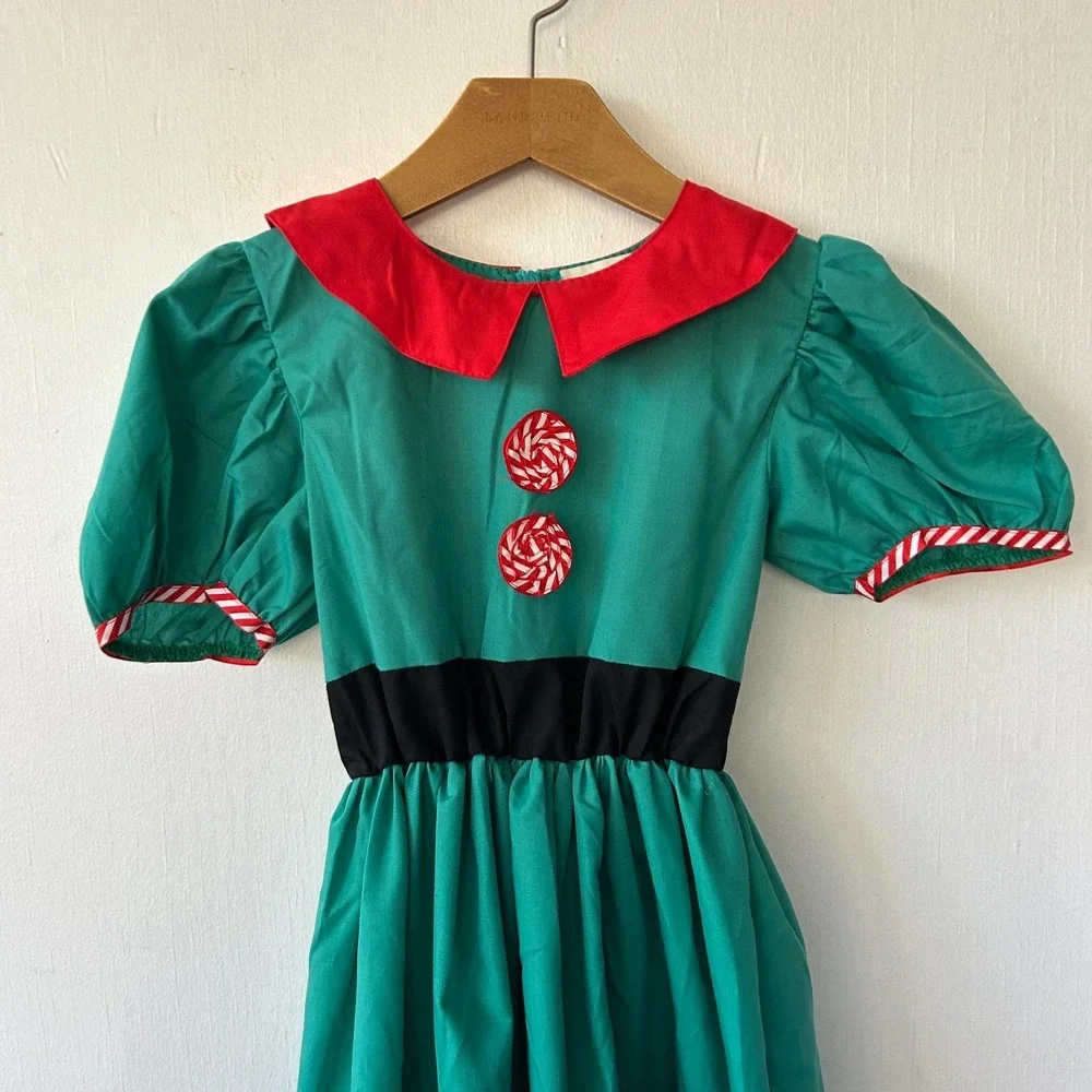 Rukajia‎ Elf Dress Girls Size 8 Green Red Christmas Costume